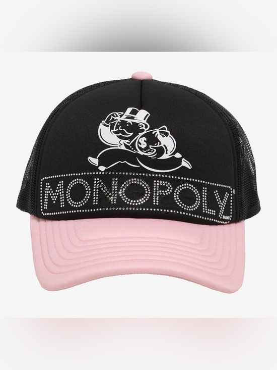 Monopoly Accessories - Monopoly Trucker Hat in Black and Pink- New